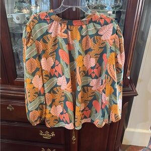 Tropical Leaf Print Blouse